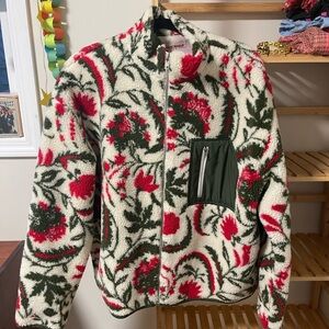 Floral Teddy Jacket - Red and Green